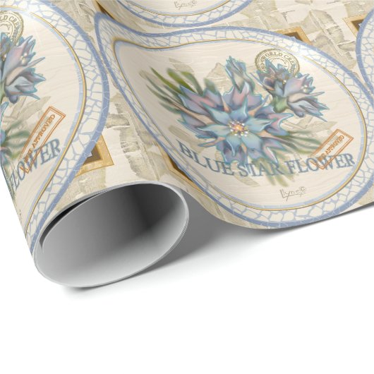 G Creation Kantoor blue flower Cadeaupapier (Rol Hoek)