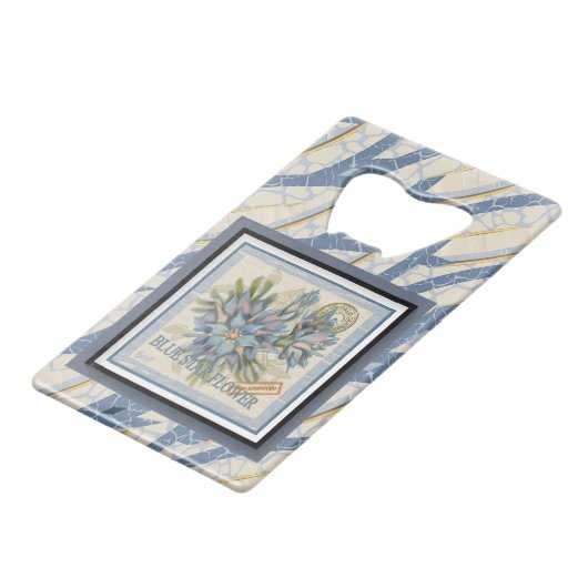 G Creation Kantoor blue flower Creditkaart Flessenopener (Voorkant Gekanteld)