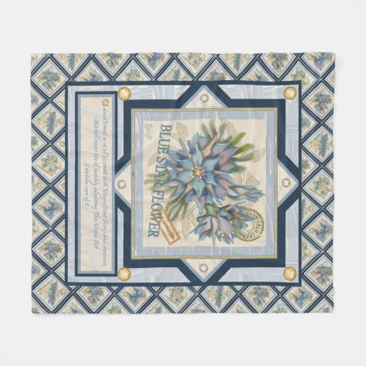 G Creation Kantoor blue flower Fleece Deken (Voorkant (Horizontaal))