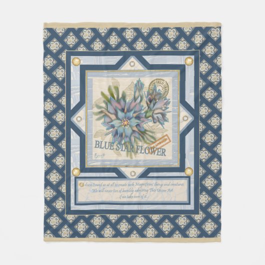 G Creation Kantoor blue flower Fleece Deken (Voorkant)