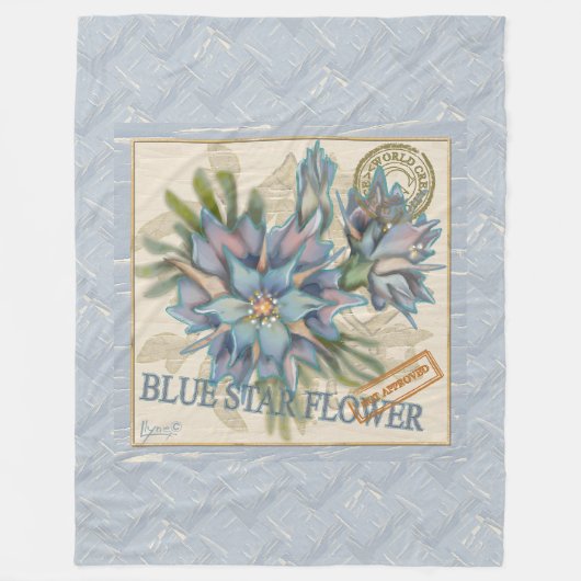 G Creation Kantoor blue flower Fleece Deken (Voorkant)