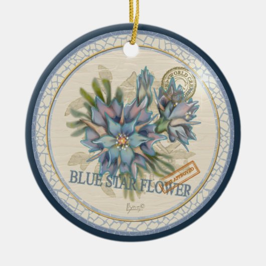 G Creation Kantoor blue flower Keramisch Ornament (Voorkant)