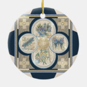G Creation Kantoor blue flower Keramisch Ornament (Achterkant)