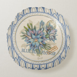 G Creation Kantoor blue flower Rond Kussen