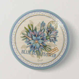 G Creation Kantoor blue flower Ronde Button 7,6 Cm