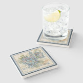 G Creation Kantoor blue flower Stenen Onderzetter (Zijkant)