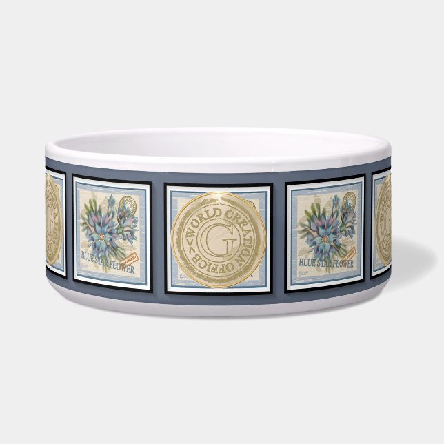 G Creation Kantoor blue flower Voerbakje (Voorkant)