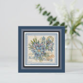 G Creation Office blauwe bloem blanco kaart (Staand voorkant)