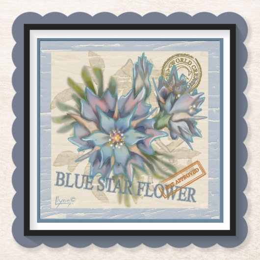 G Creation Office blauwe bloem Kartonnen Onderzetters (Voorkant)