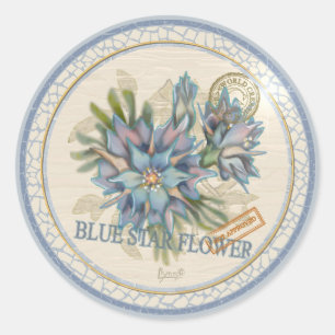 G Creation Office blauwe bloem Ronde Sticker