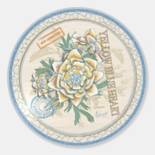 G Creation Office gele bloem Ronde Sticker