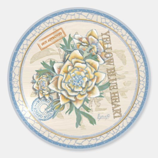 G Creation Office gele bloem Ronde Sticker (Voorkant)