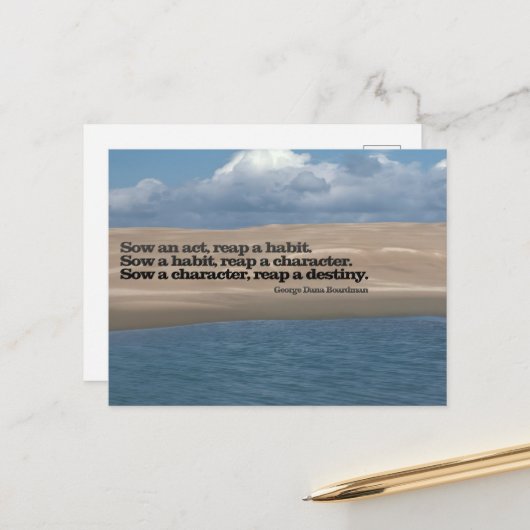 G. D. Boardman Inspirerend Quote "Zaai een act" Briefkaart (Voorkant / Achterkant in situ)