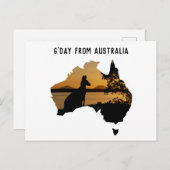 G-Dag uit Australië - Zwarte White Gold Sunset Briefkaart (Voorkant / Achterkant)