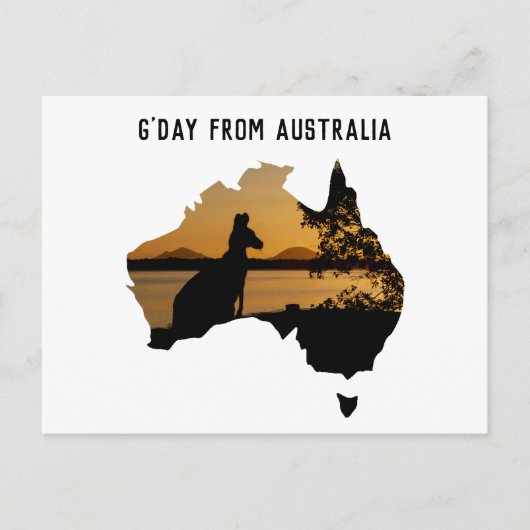 G-Dag uit Australië - Zwarte White Gold Sunset Briefkaart (Voorkant)