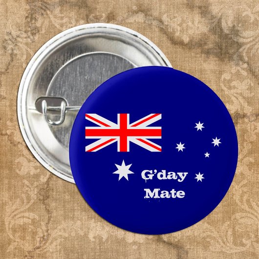 G-day Mate & Australian Flag mode / Australië Ronde Button 3,2 Cm