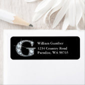 "G" Diamond Bling Monogram Return Address Label (Insitu)