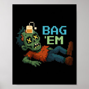 G em Pixel Zombie Thee G Halloween Npc Gamer Meme  Poster