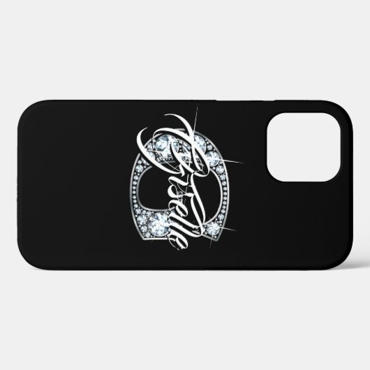 G Faux Diamond Bling Monogram Case-Mate iPhone Case (Achterkant (horizontaal))