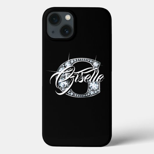 G Faux Diamond Bling Monogram Case-Mate iPhone Case (Achterkant)