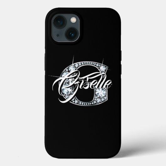 G Faux Diamond Bling Monogram Case-Mate iPhone Case (Achterkant)