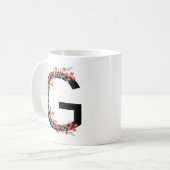 G Floral botanical initial Letter G Monogram G - Koffiemok (Voorkant links)