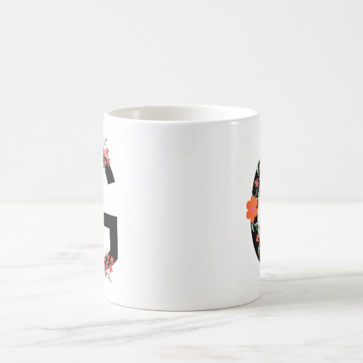 G Floral botanical initial Letter G Monogram G - Koffiemok (Center)