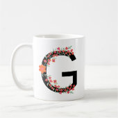 G Floral botanical initial Letter G Monogram G - Koffiemok (Links)