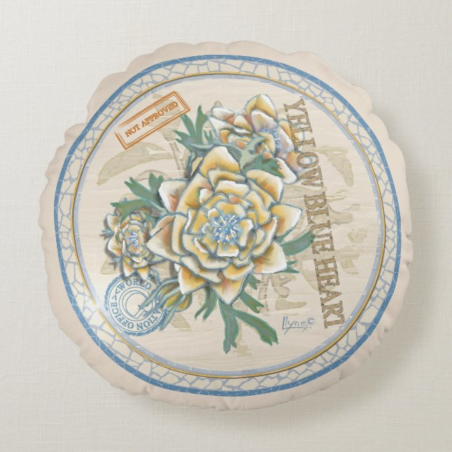 G Gele kweekbloem voor Kantoor Rond Kussen (Voorkant)