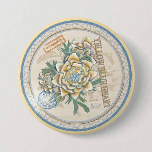G Gele kweekbloem voor Kantoor Ronde Button 7,6 Cm (Voorkant)