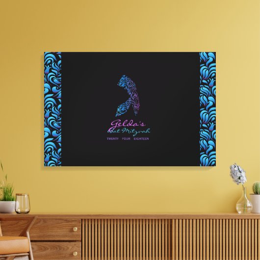 G - Gimel Hebreeuws Letter Bat Mitzvah Sign-In Boa Canvas Afdruk (Insitu (Woonkamer))
