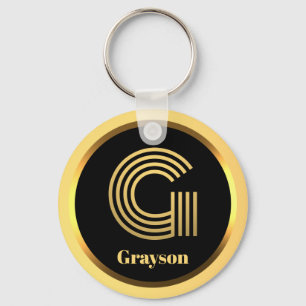 G Gold Monogrammed Letter Personalized Sleutelhang Sleutelhanger