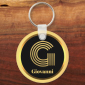 G Gold Monogrammed Letter Personalized Sleutelhang Sleutelhanger (Voorkant)