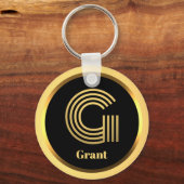 G Gold Monogrammed Letter Personalized Sleutelhang Sleutelhanger (Voorkant)