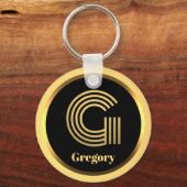 G Gold Monogrammed Letter persoonlijk Sleutelhanger (Voorkant)