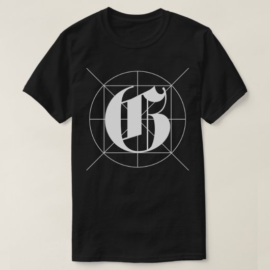 G Gotische letter ontwerp T-shirt (Design voorkant)