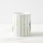 G gouden initiaal op blauwe en witte strepen koffiemok (Center)