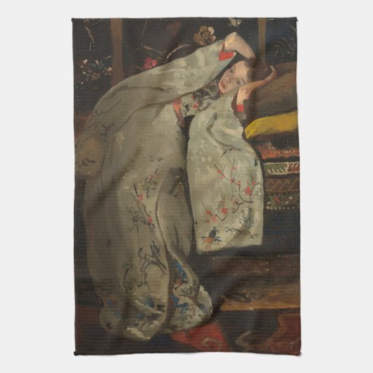 G.H. Breitner, meisje in een witte Kimono - Fine A Theedoek (Verticaal)
