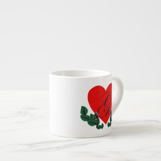 G in een hart (aanpasbaar) espresso kop (Voorkant rechts)