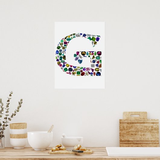 G Initiaal Gemstone Design Poster (Keuken)