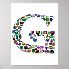G Initiaal Gemstone Design Poster