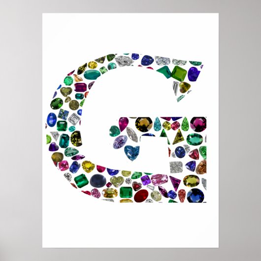 G Initiaal Gemstone Design Poster (Voorkant)