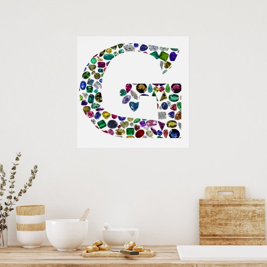 G Initiaal Gemstone Design Poster (Keuken)