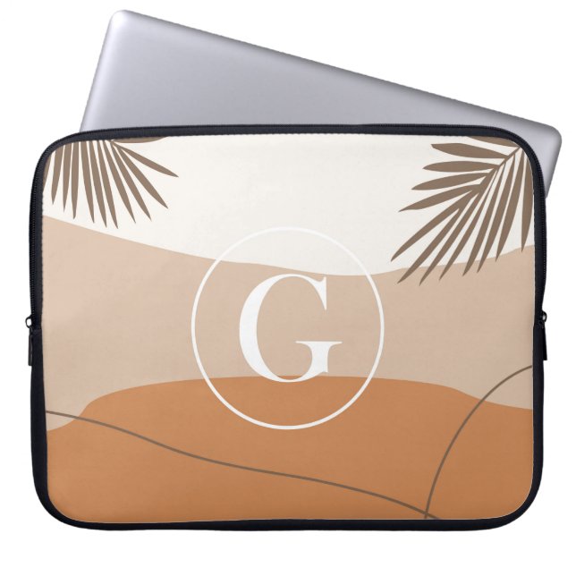 G - Initiaal Monogram Letter G Abstract Design Laptop Sleeve (Voorkant)