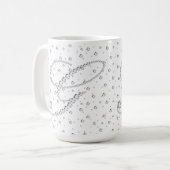 G Initiaal Monogram Witte Diamanten Print Koffiemok (Voorkant links)