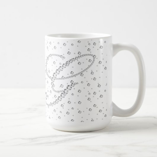 G Initiaal Monogram Witte Diamanten Print Koffiemok (Rechts)