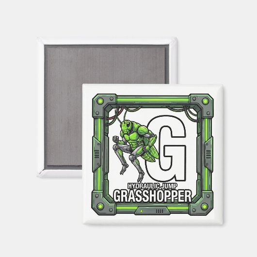 G is for Grasshopper – GTA Style ABC Learning Magneet (Voorkant / Achterkant)
