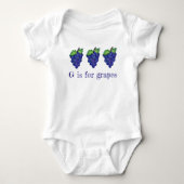 G is voor druiven Paars Bunch Fruit Alphabet ABCs Romper (Voorkant)