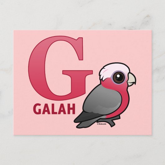 G is voor Galah Briefkaart (Voorkant)