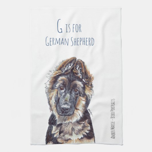 G is voor German Shepherd Theedoek (Verticaal)